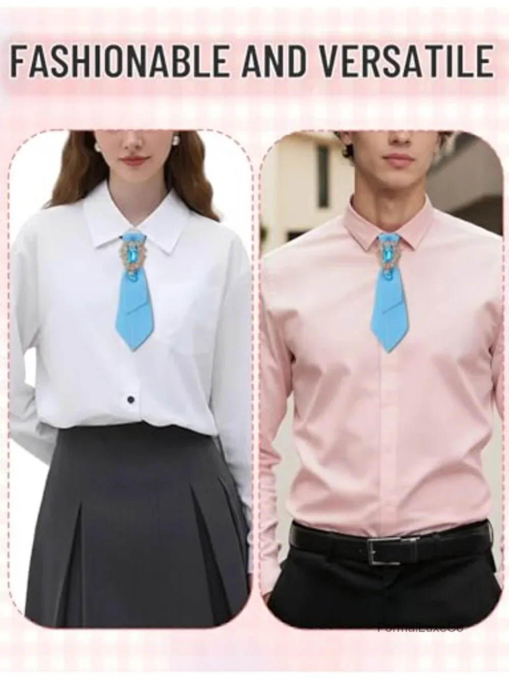 Rhinestone Ties for Women Adjustable Sparkle Crystal Tie Pretied Neckties Party